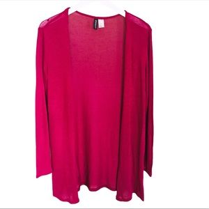 H&M Open Front Woven Semi Sheer Cardigan/Sweater With Side Split Red/Pink Small